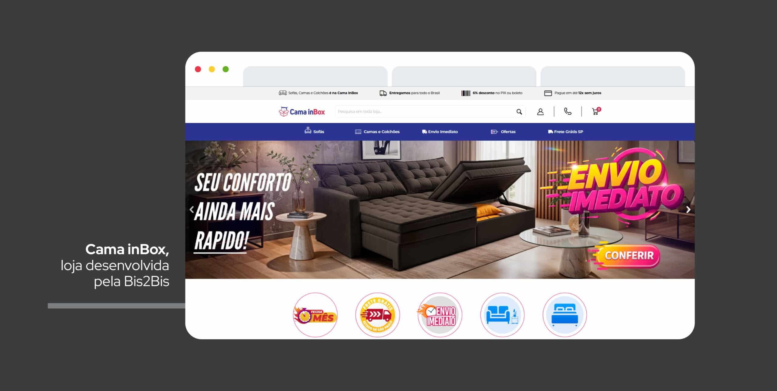 Cama inBox, Loja Virtual de Móveis diversos. Projeto desenvolvido pela Bis2Bis E-commerce.