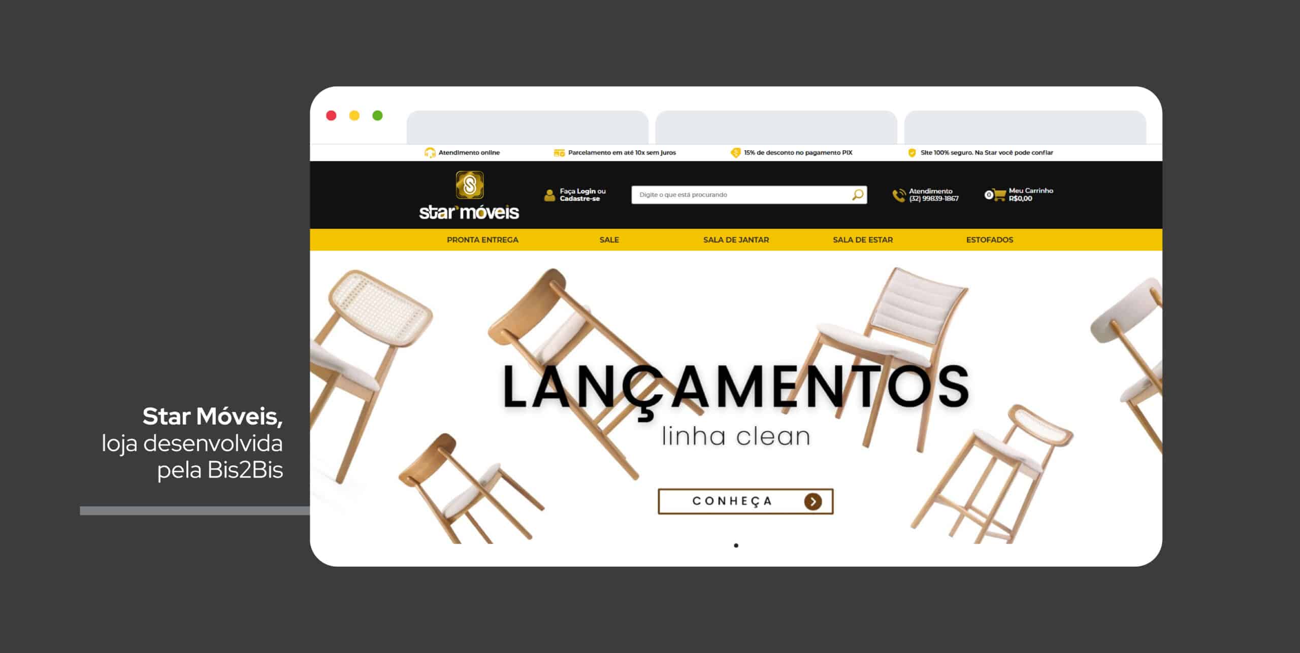 Star Moveis, Loja Virtual de Móveis de alto padrão. Projeto desenvolvido pela Bis2Bis E-commerce.