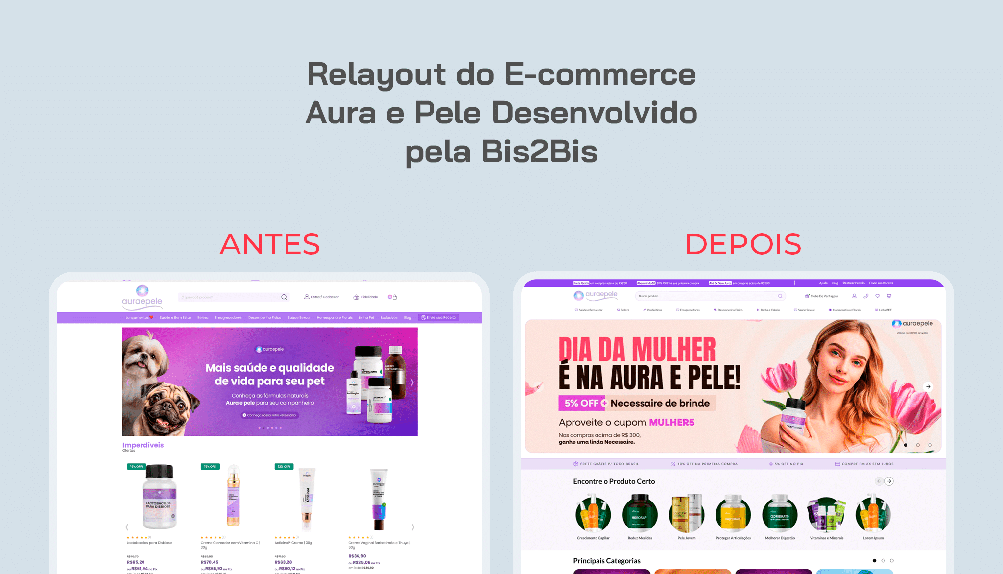 A Aura e Pele, E-commerce desenvolvido pela Bis2Bis E-commerce, passou por um relayout ganhando otimizações de UX e performance que geraram resultados reais.