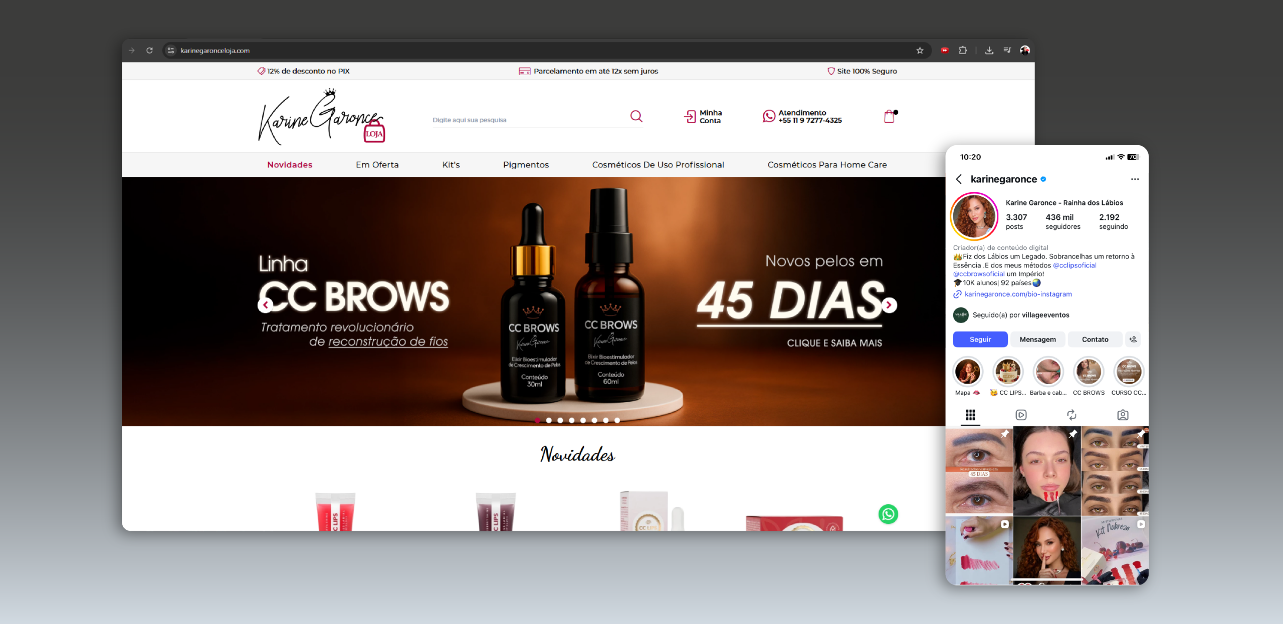 Loja Karine Garonce desenvolvida pela Bis2Bis E-commerce