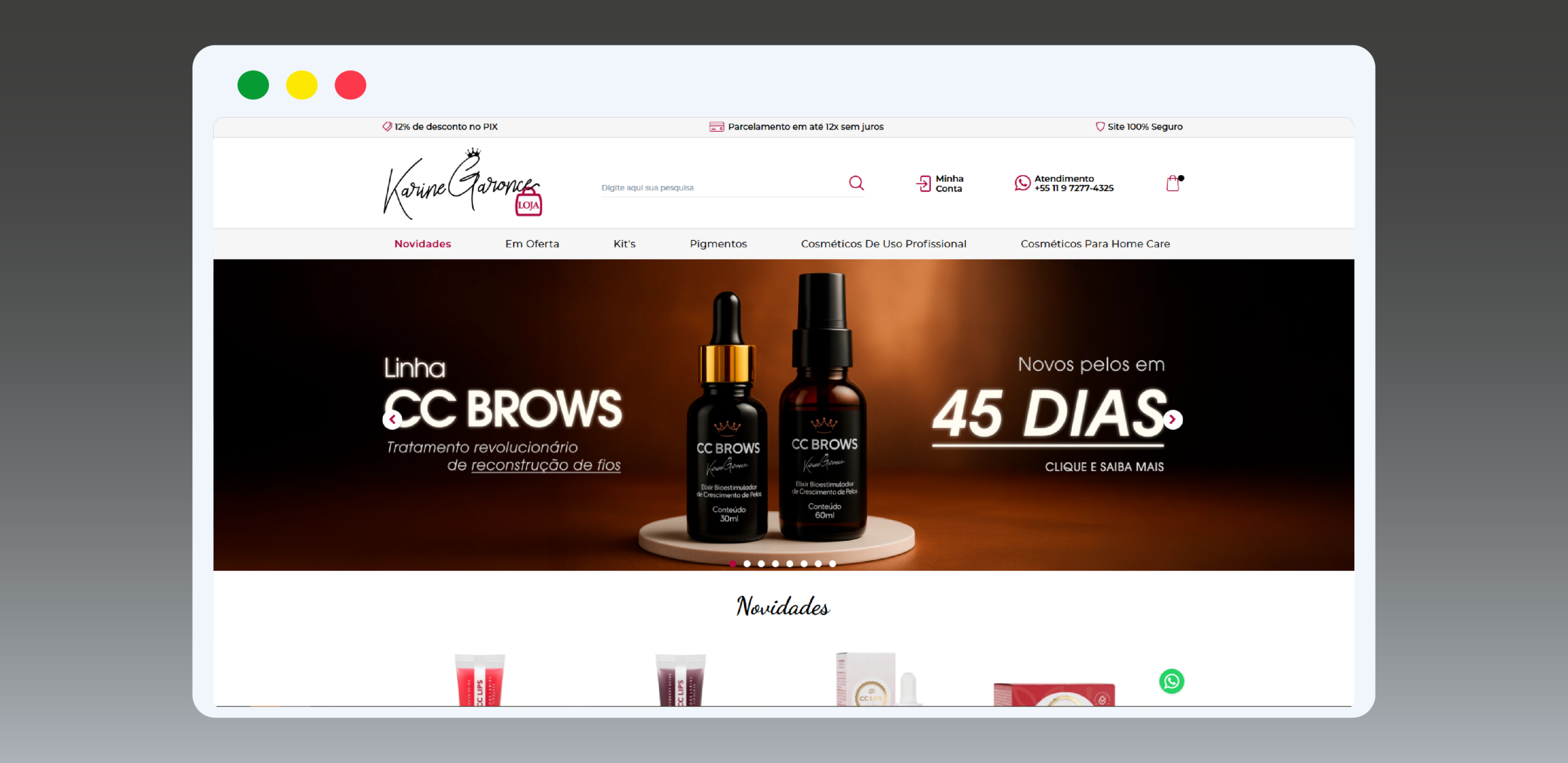 Loja Karine Garonce desenvolvida pela Bis2Bis E-commerce
